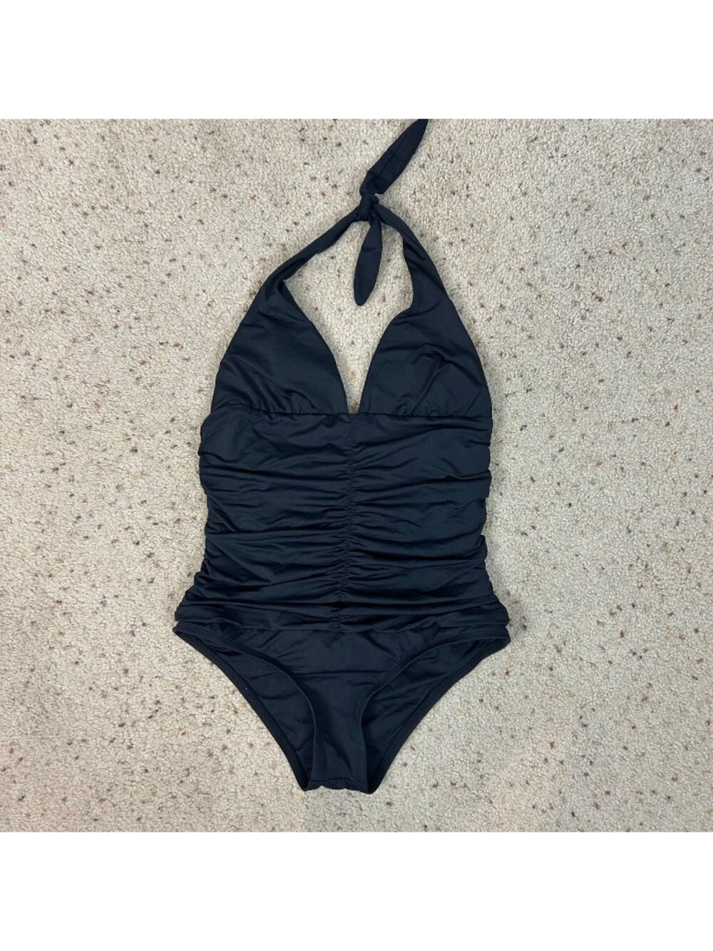L Space Black Ruched 1 Piece Swim Suit Classic‎ Size 6 Women's